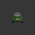 Futuristic Small Green Car With Yellow Wheels Transparent Roof Doors And Red Logo