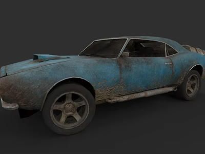 Old Blue Rusty Classic Sports Car With Worn Exterior And Vintage Design 3d model