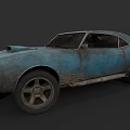 Old Blue Rusty Classic Sports Car With Worn Exterior And Vintage Design