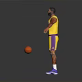 Man in Lakers Yellow Jersey Number 10 Standing with Basketball and Outstretched Arms