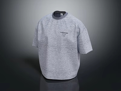 Gray Oversized T Shirt With Round Neck Short Sleeve And Chest Logo Design 3d model