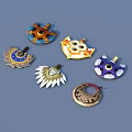 Unique Decorative Badges With Colorful Patterns Various Shapes And Intricate Designs 3d model
