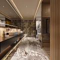 Luxury Modern Bathroom Interior Design With Marble Walls Free Standing Bathtub And Wooden Elements