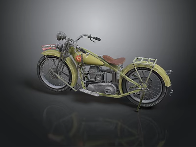 Vintage Yellow Motorcycle With Brown Seat And Classic Metal Frame Design 3d model