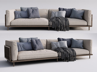 Modern Double Sofa Multi-Person Sofa Three-Person Sofa 3d model