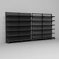 Convenience Store Interior With Black Perforated And Mesh Multiple Tier Shelves 3d model