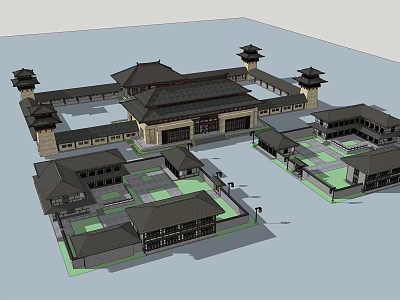 Traditional Ancient Chinese Architecture With Multiple Courtyards Towers And Classic Layout 3d model