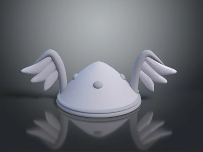 White Winged Conical Character Creature Design With Round Base And Small Dots 3d model