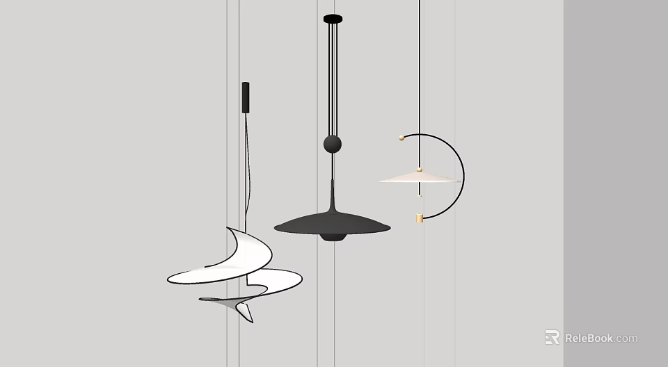 Creative Modern Pendant Lights With Three Unique Designs And Stylish Shapes For Interior 3d model 