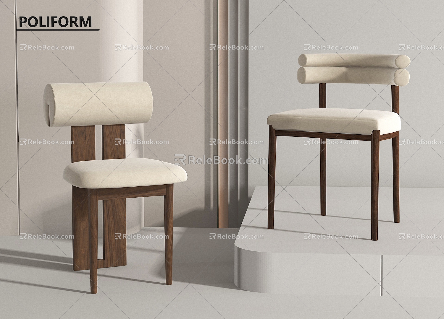 Middle Style Dining Chair Single Chair 3d model