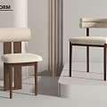 Middle Style Dining Chair Single Chair 3d model