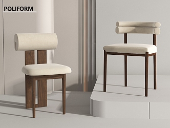 Middle Style Dining Chair Single Chair 3d model