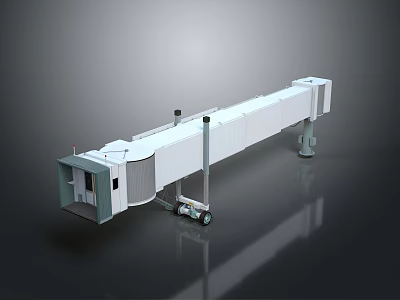 Long White Mobile Building Structure With Support Frames And Wheeled Base 3d model