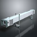 Long White Mobile Building Structure With Support Frames And Wheeled Base 3d model