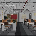 Modern Spacious Public Office Area With Ergonomic Workstations Comfortable Chairs And Fresh Green Decorative Plants