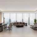 Modern Office Reception Desk Interior Design With White Brown Counter And Green Plant