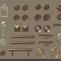Various Shapes Golden Beige Metal Handles for Cabinets Drawers Decorative Design