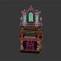 Vintage Ornate Carved Wooden Organ Decorative Piece With Golden Accents for Home Decor