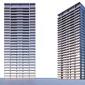 Two Modern Urban High Rise Towers With Glass Facades And Multiple Floors