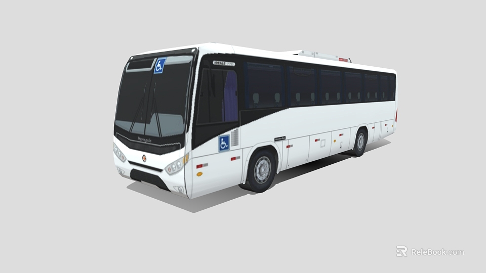 Modern White Public Transport Bus With Wheelchair Accessible Features And Windows 3d model 