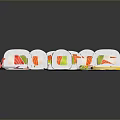 Shrimp Sushi And Various Sushi Rolls With Lemon Slice And Decorative Flower