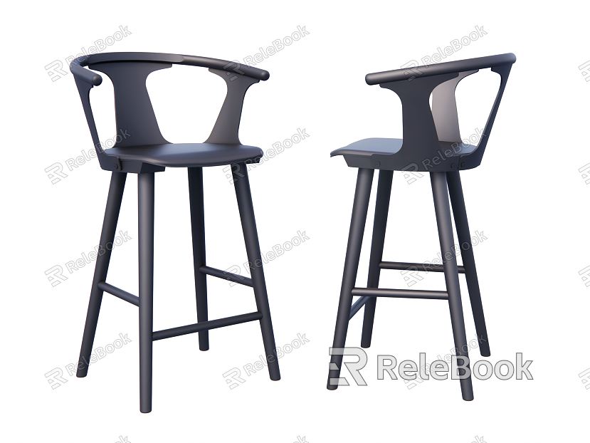 Bar Chair Light Wood Black model