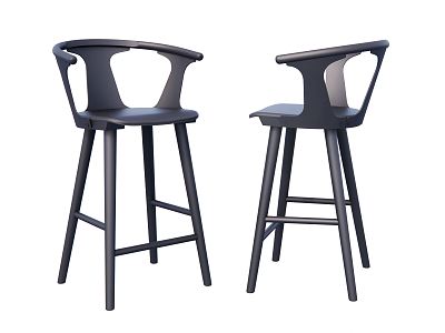 Bar Chair Light Wood Black 3d model