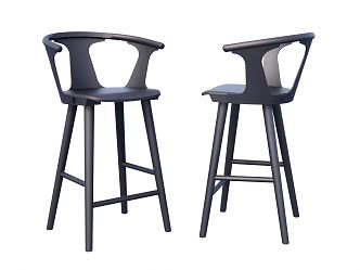 Bar Chair Light Wood Black 3d model