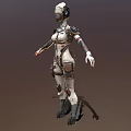 Game Movie Character Robotic Design With Silver White Armor And Metallic Details