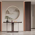 New Chinese background wall porch partition wall end view cabinet lattice 3d model