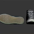 Black High Top Canvas Shoes With White Laces And Classic Sole Design