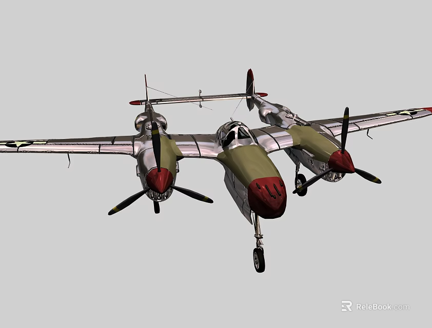 Classic Passenger Airplane With Twin Propellers And Green Red Exterior Design 3d model 