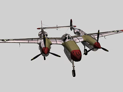 Classic Passenger Airplane With Twin Propellers And Green Red Exterior Design 3d model