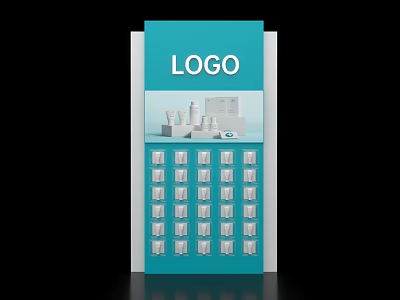 Modern Exhibition Island Design With LOGO Display And Multiple Product Compartments 3d model