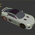 White Sports Car With Sleek Aerodynamic Design Black Roof And Rear Spoiler