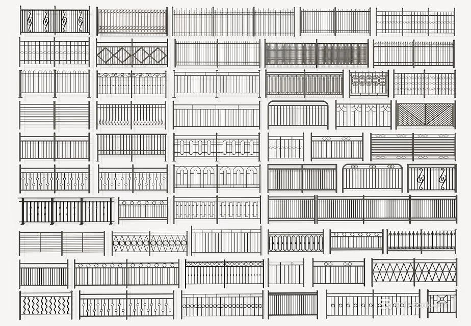 Various Fence Styles With Different Patterns And Classic Designs For Outdoor Use 3d model 