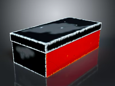 Stylish Red and Black Storage Box with White Trim for Daily Use 3d model