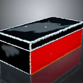 Stylish Red and Black Storage Box with White Trim for Daily Use