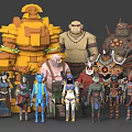 Diverse Game And Movie Characters With Various Outfits Armor And Weapons