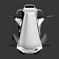 Futuristic Sleek White Vehicle With Red Accents And Single Seat Design