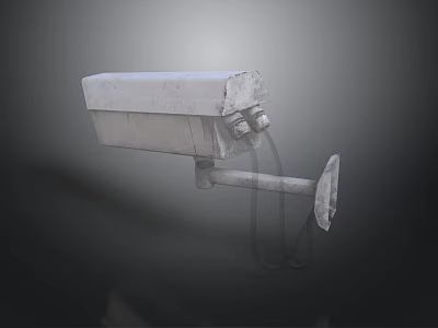 Outdoor Security Camera With Mount Bracket Gray Housing And Cable Connection 3d model