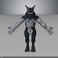 Anthropomorphic Creature Character With Black White Fur Pointed Ears Large Eyes Clawed Hands Outstretched Arms