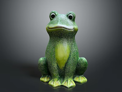 Green Frog Shaped Decorative Furniture With Textured Body And Yellow Belly 3d model