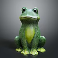 Green Frog Shaped Decorative Furniture With Textured Body And Yellow Belly