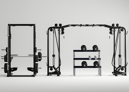 Fitness equipment combination 3d model