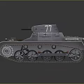 Gray Armored Military Tank With Turret Gun Tracks And Wheel Details