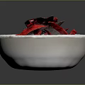 Delicious Bowl Of Food With Red Toppings Dark Crispy Chips And Rice