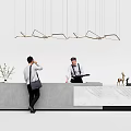 Modern Reception Desk Front Desk 3d model