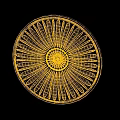 Intricate Metallic Circular Decorative Plate With Radiating Carved Patterns And Central Design