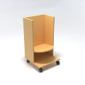 Single Sofa Wooden Functional Design with Curved Seat Lower Shelf and Wheels